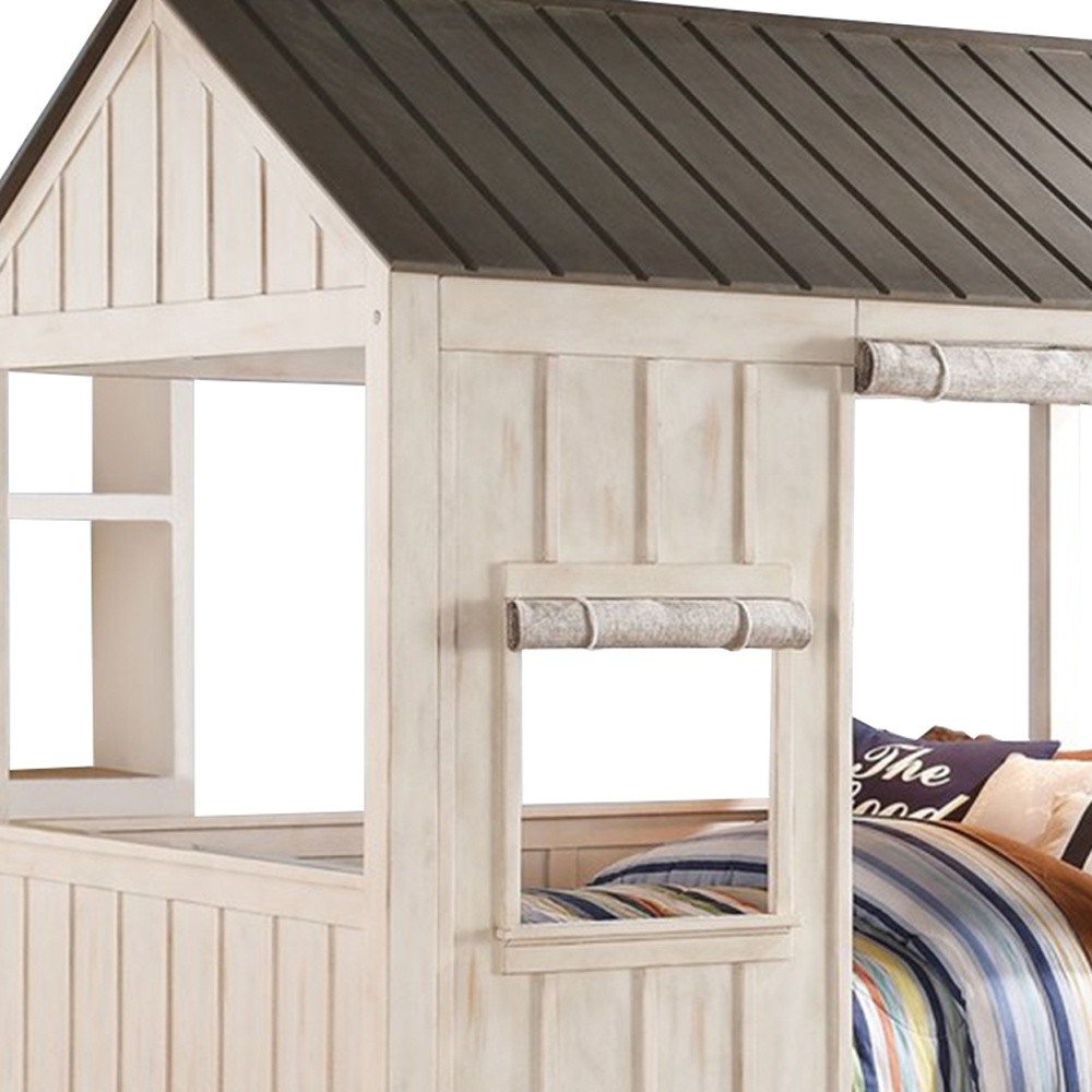 White Solid Wood Full House Bed HomeRoots
