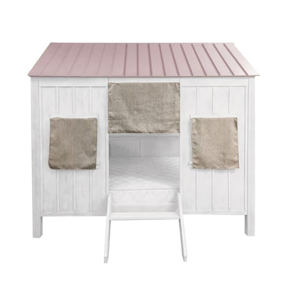 Pink and White Wood Full Bed Frame HomeRoots