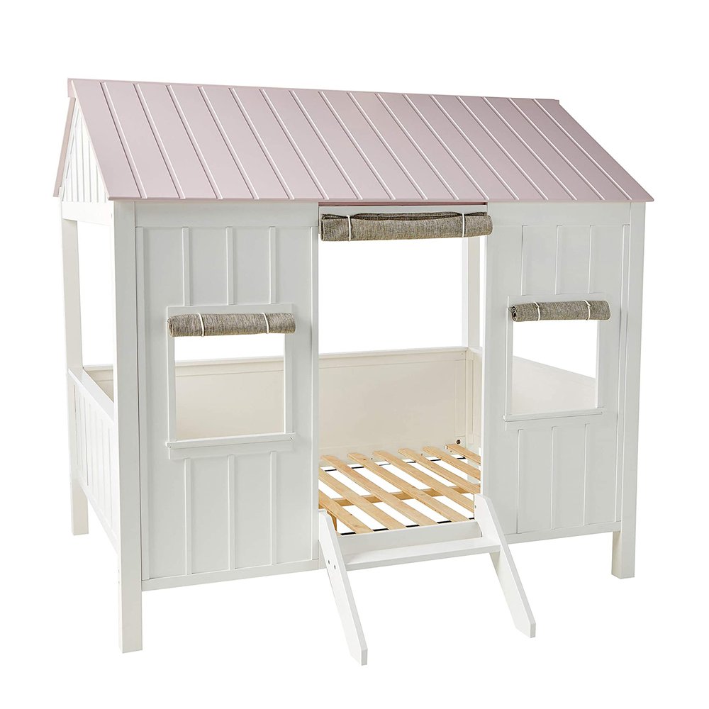 White Solid Wood Full House Bed HomeRoots
