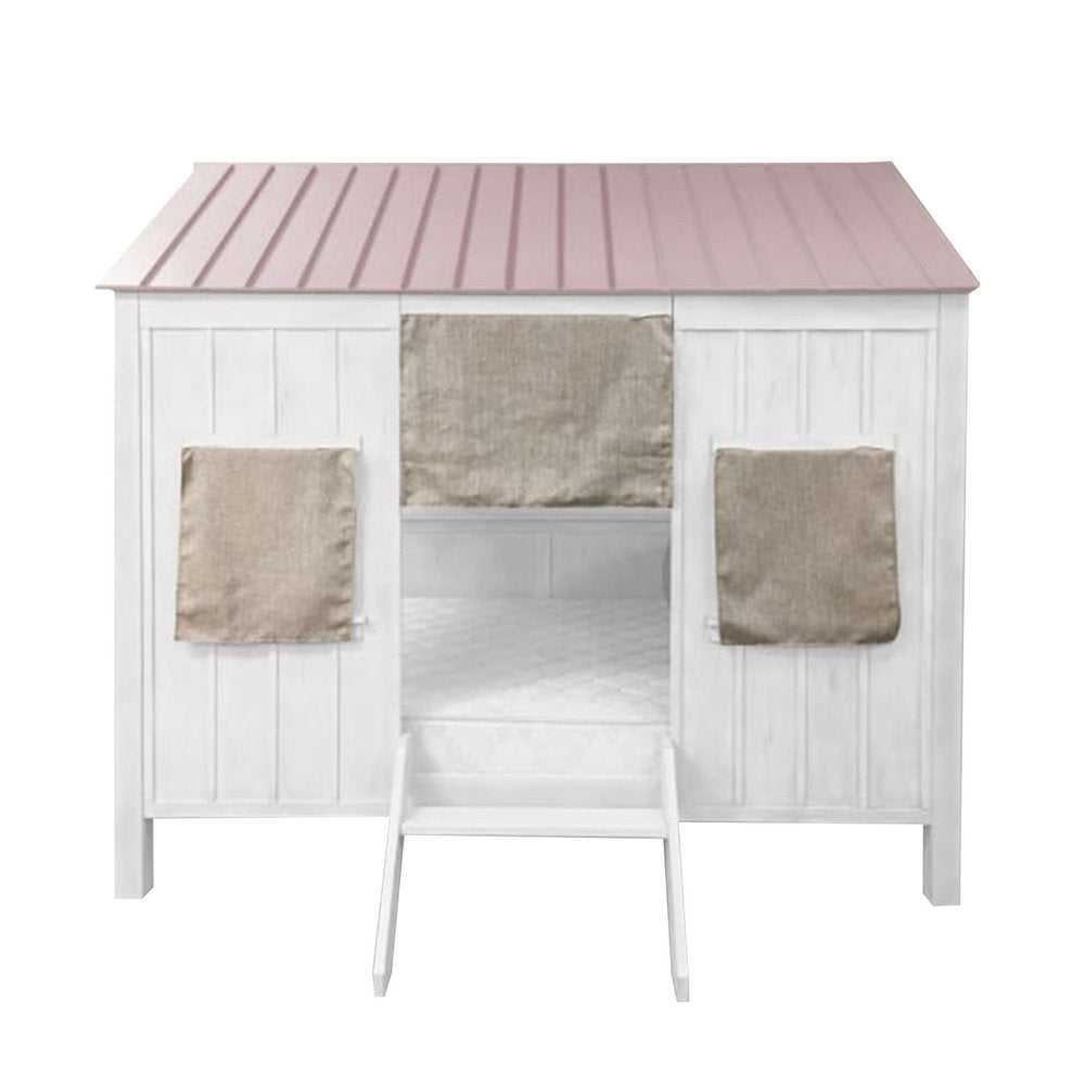Pink and White Wood Full Bed Frame HomeRoots