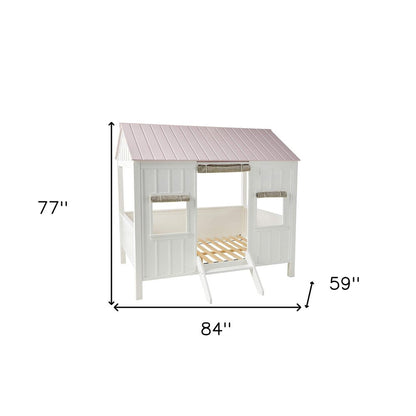Pink and White Wood Full Bed Frame HomeRoots
