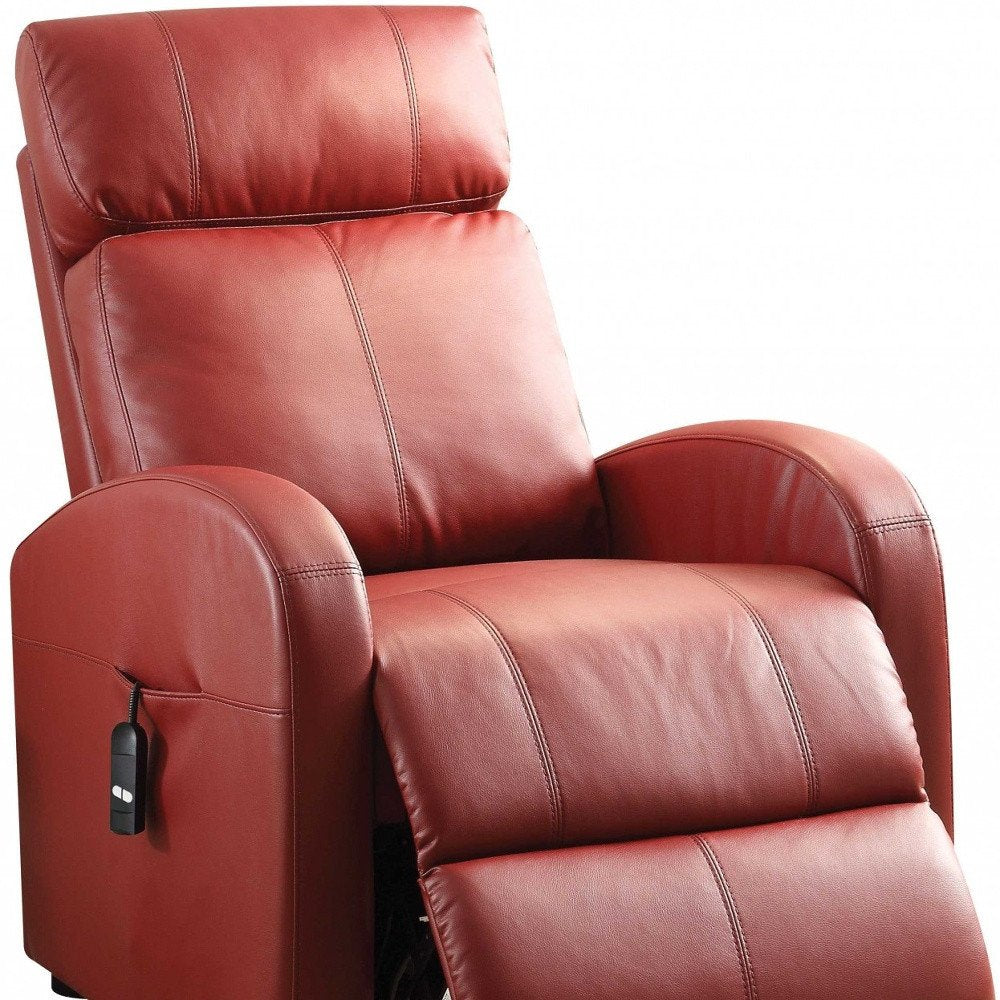 28" Gray Tufted Faux Leather Faux Leather Power Lift Assist Recliner HomeRoots