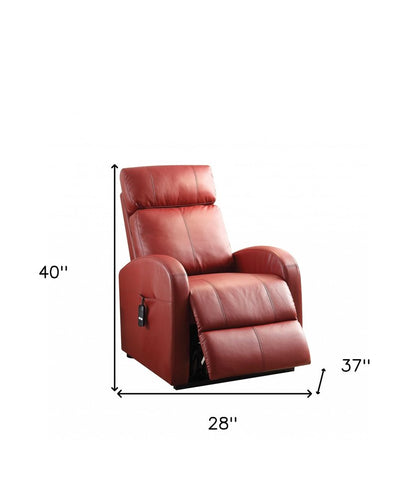 28" Gray Tufted Faux Leather Faux Leather Power Lift Assist Recliner HomeRoots