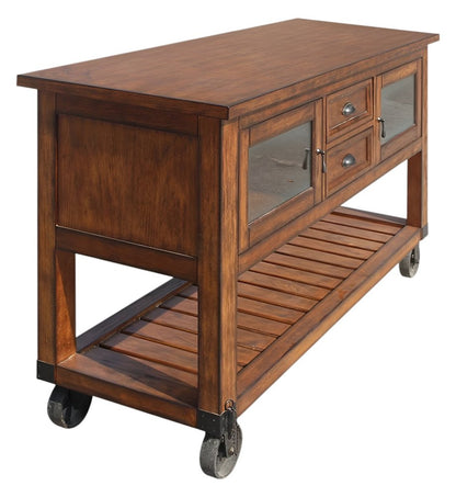 58" Rustic Brown Rolling Kitchen Cart With Storage HomeRoots