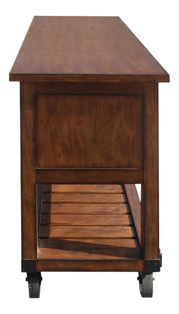 58" Rustic Brown Rolling Kitchen Cart With Storage HomeRoots