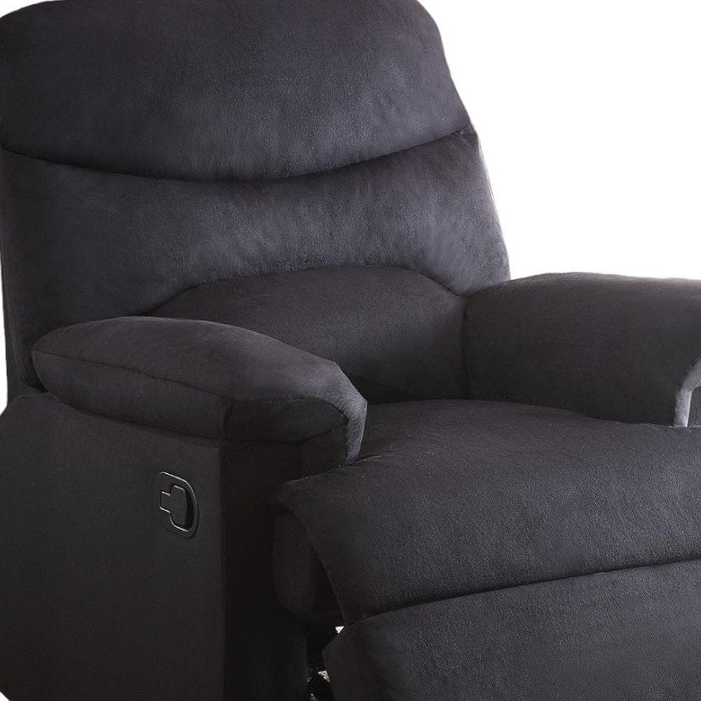 35" Black Microfiber Manual Recliner HomeRoots