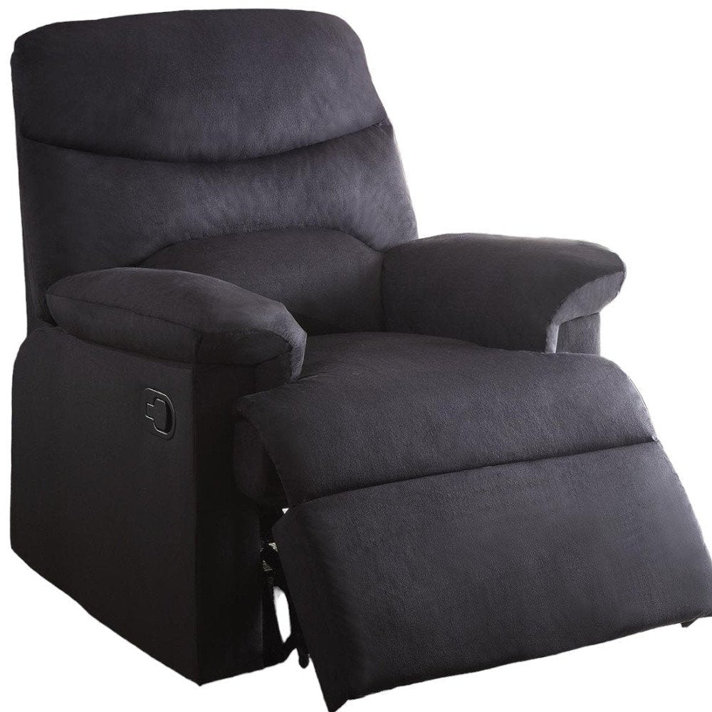 35" Black Microfiber Manual Recliner HomeRoots