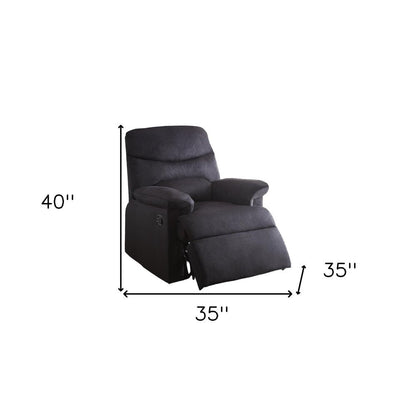 35" Black Microfiber Manual Recliner HomeRoots