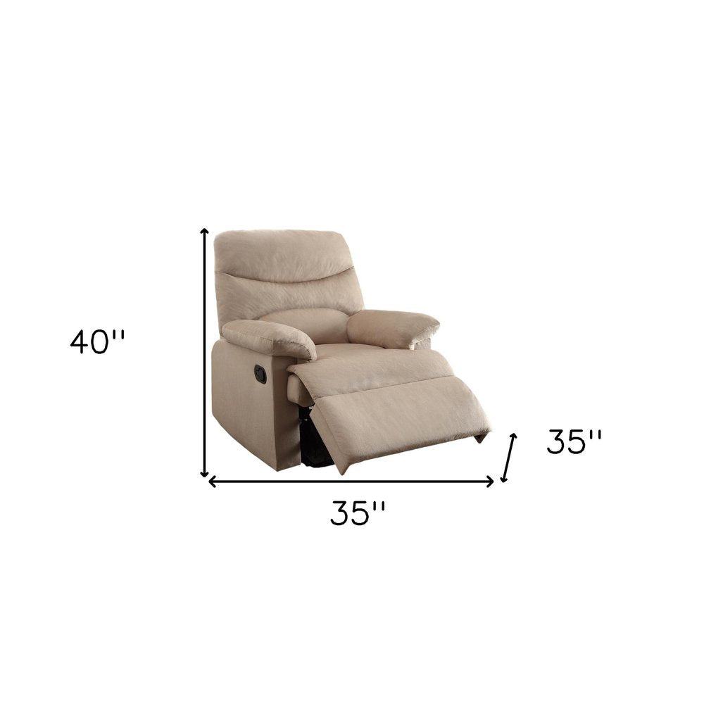 35" Light Brown Microfiber Manual Recliner HomeRoots
