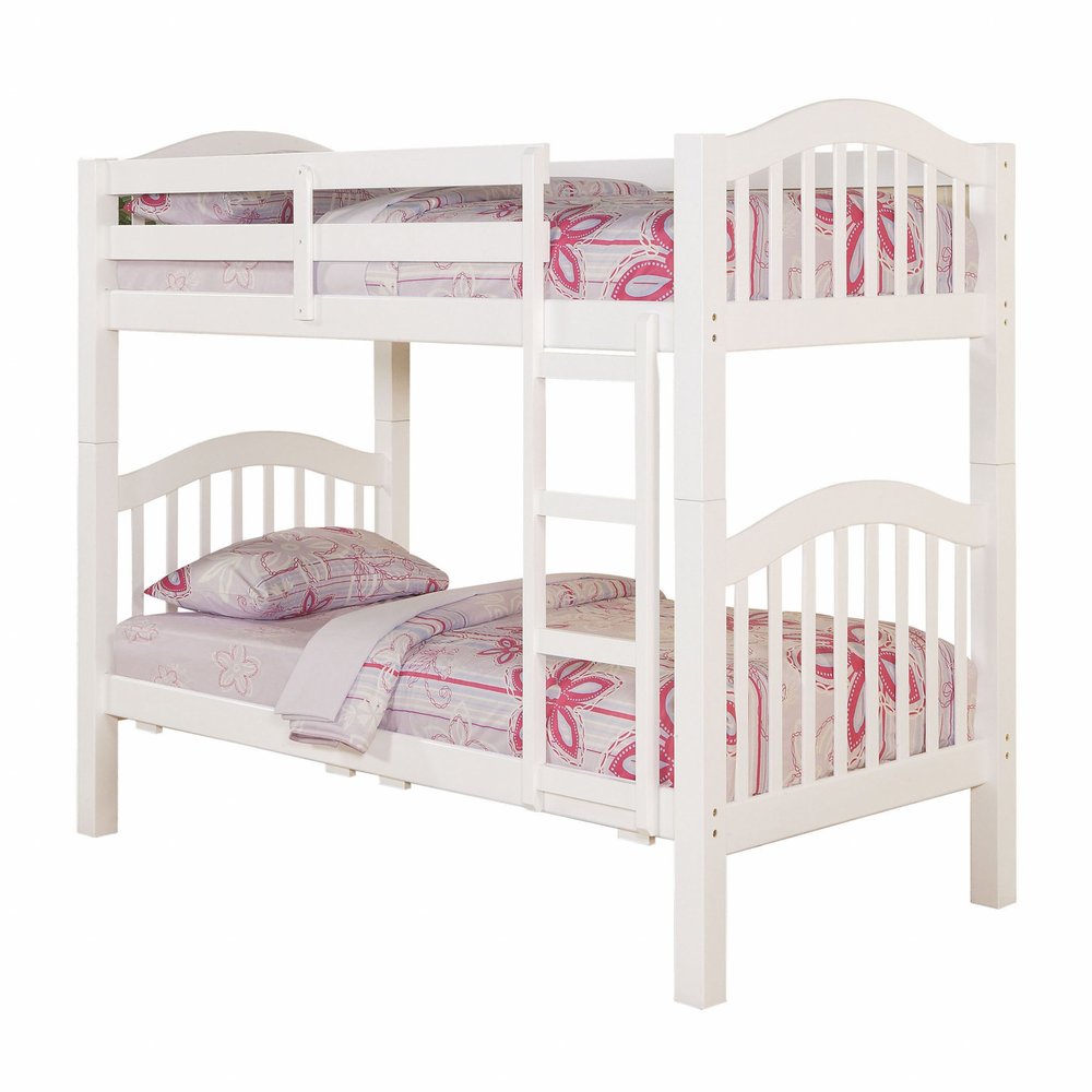 White Twin Over Twin Bunk Bed HomeRoots