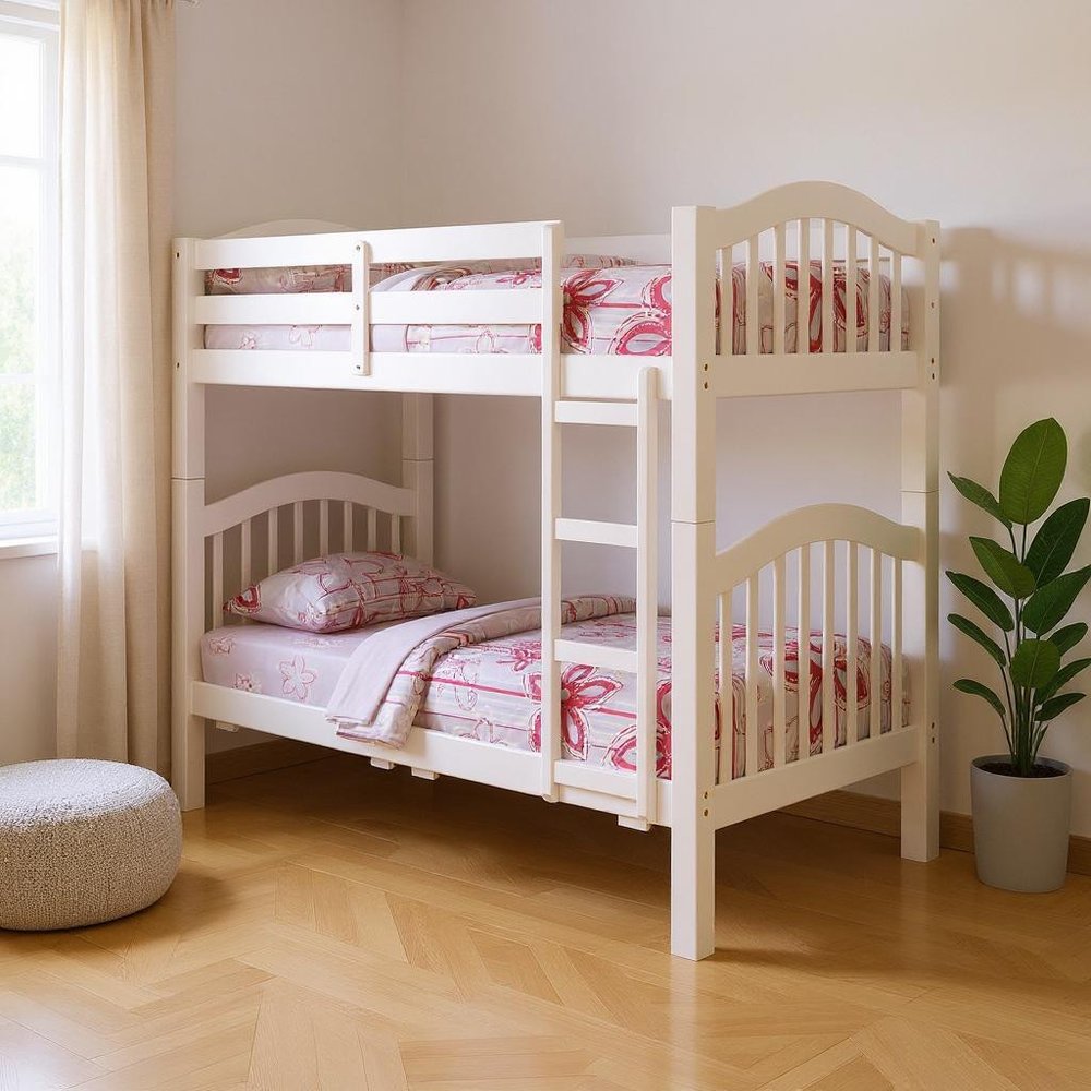 White Twin Over Twin Bunk Bed HomeRoots