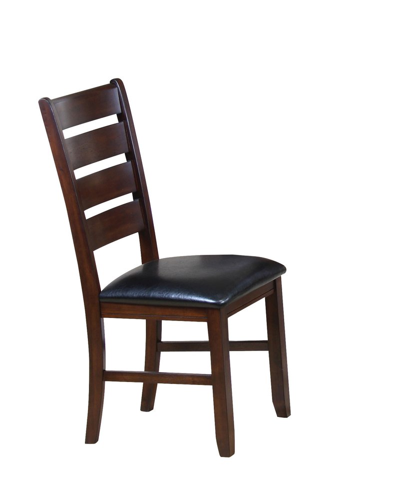 Set of Two Black And Dark Brown Upholstered Faux Leather Slat Back Dining Side Chairs HomeRoots