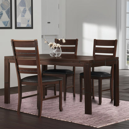 Set of Two Black And Dark Brown Upholstered Faux Leather Slat Back Dining Side Chairs HomeRoots