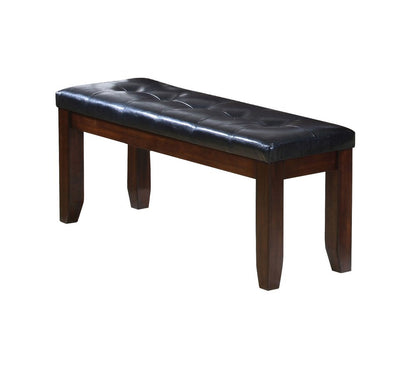 48" Black and Brown Upholstered PU Leather Bench HomeRoots