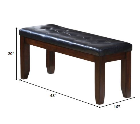 48" Black and Brown Upholstered PU Leather Bench HomeRoots