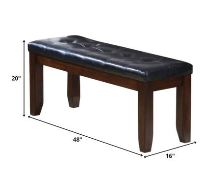 48" Black and Brown Upholstered PU Leather Bench HomeRoots