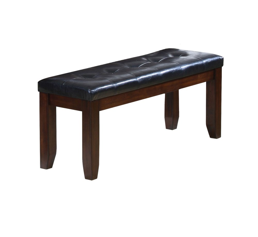48" Black and Brown Upholstered PU Leather Bench HomeRoots
