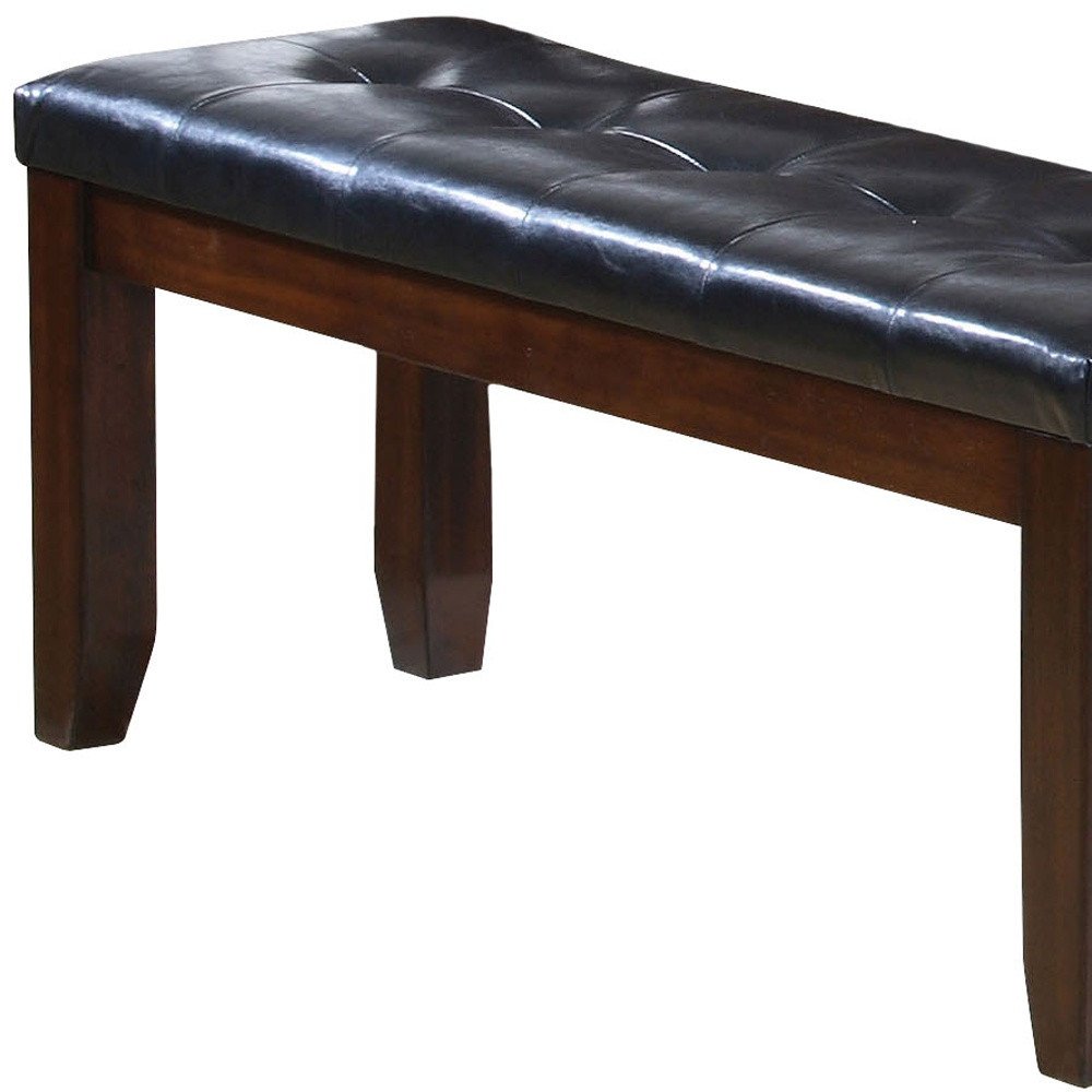 48" Black and Brown Upholstered PU Leather Bench HomeRoots