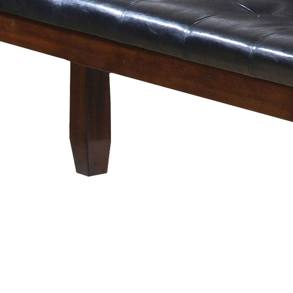 48" Black and Brown Upholstered PU Leather Bench - FurniFindUSA