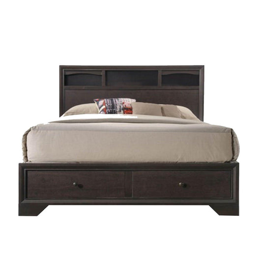 Rich Espresso Finish King Bed With Storage - FurniFindUSA