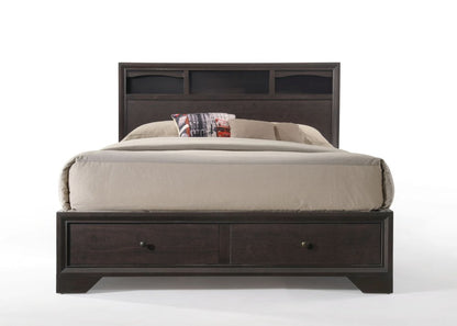 Espresso Solid Wood Queen Bed Frame With Drawers