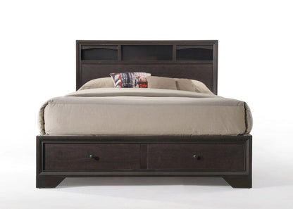 Espresso Solid Wood Queen Bed Frame With Drawers HomeRoots