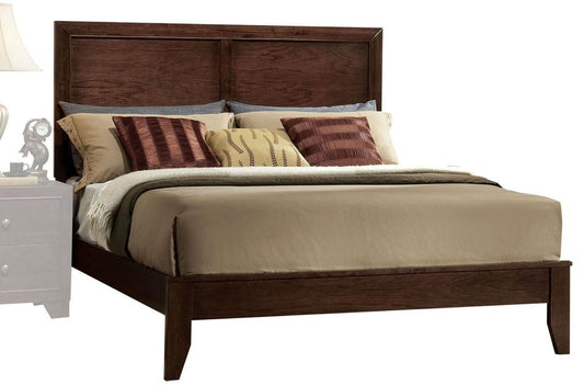 Espresso Inlaid Panels Wood Queen Bed Frame HomeRoots