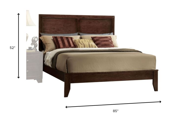 Espresso Inlaid Panels Wood Queen Bed Frame — view 1