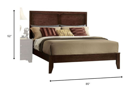 Espresso Inlaid Panels Wood Queen Bed Frame HomeRoots