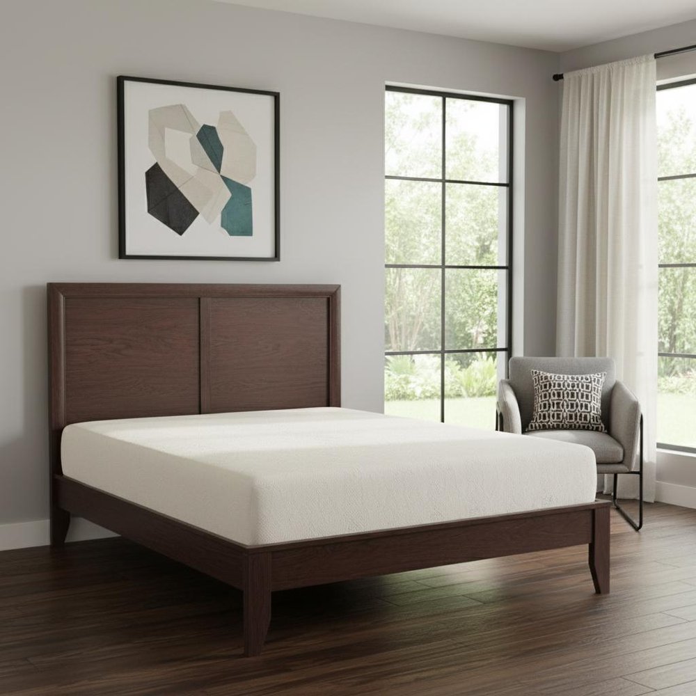Espresso Inlaid Panels Wood Queen Bed Frame HomeRoots