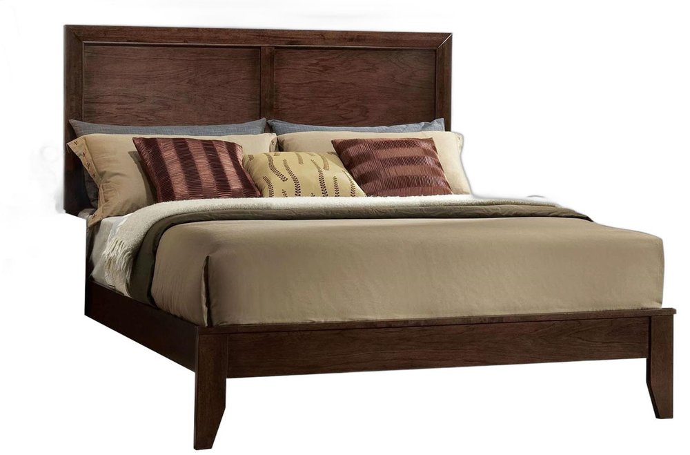 Espresso Inlaid Panels Wood Queen Bed Frame — view 4