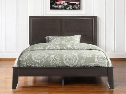 Espresso Inlaid Panels Wood Queen Bed Frame HomeRoots