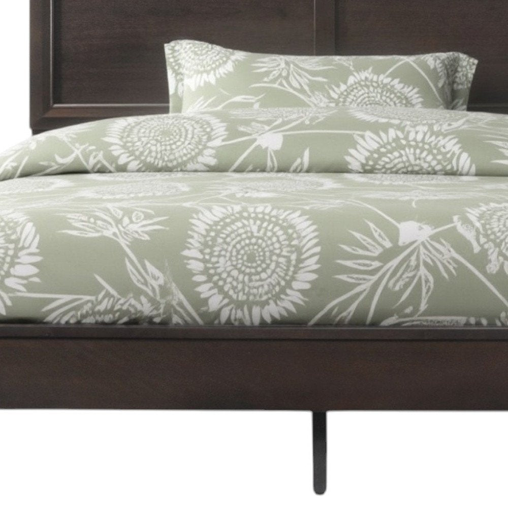 Espresso Inlaid Panels Wood Queen Bed Frame HomeRoots