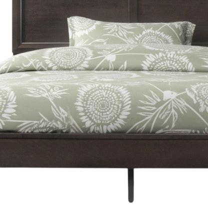 Espresso Inlaid Panels Wood Queen Bed Frame HomeRoots