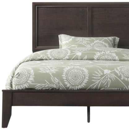 Espresso Inlaid Panels Wood Queen Bed Frame HomeRoots