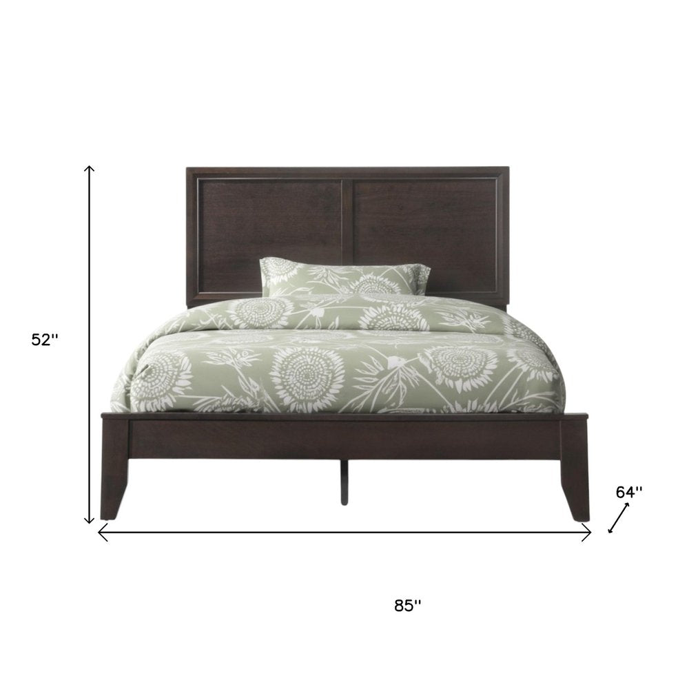 Espresso Inlaid Panels Wood Queen Bed Frame HomeRoots