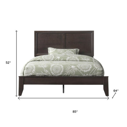 Espresso Inlaid Panels Wood Queen Bed Frame HomeRoots
