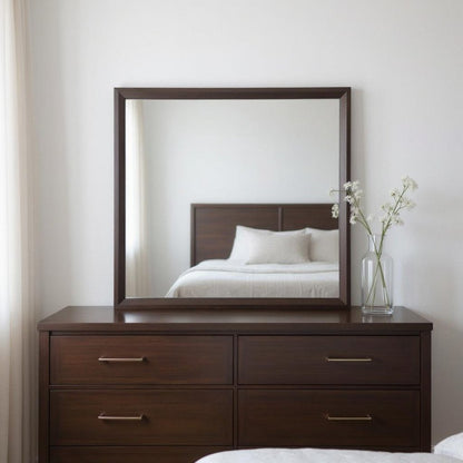 35" Espresso Wood Mounted Dresser Mirror HomeRoots