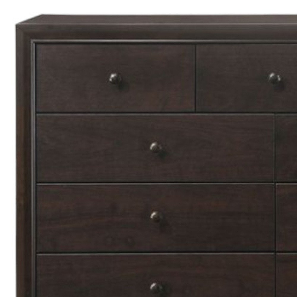 57" Espresso Wood Nine Drawer Double Dresser HomeRoots