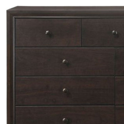 57" Espresso Wood Nine Drawer Double Dresser HomeRoots