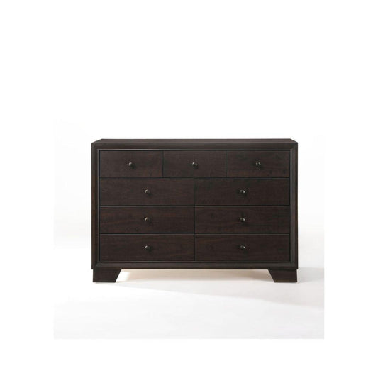 57" Espresso Solid and Manufactured Wood Double Dresser - FurniFindUSA