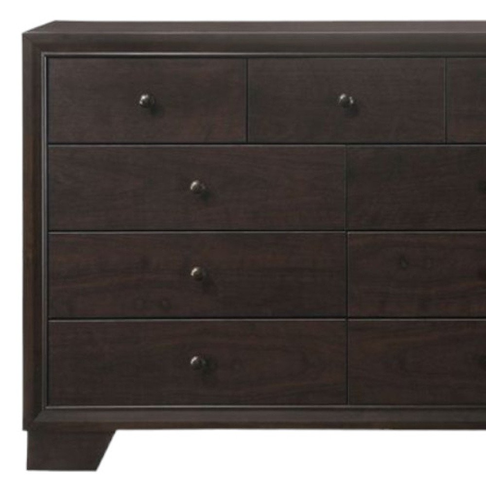 57" Espresso Wood Nine Drawer Double Dresser HomeRoots