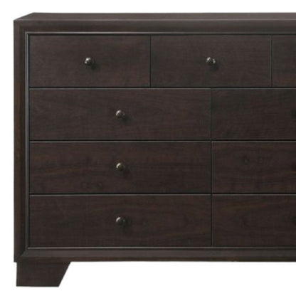 57" Espresso Wood Nine Drawer Double Dresser HomeRoots
