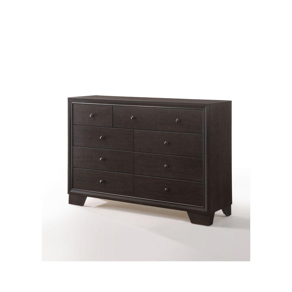 57" Espresso Solid and Manufactured Wood Double Dresser - FurniFindUSA