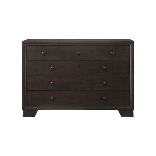 57" Espresso Wood Nine Drawer Double Dresser HomeRoots