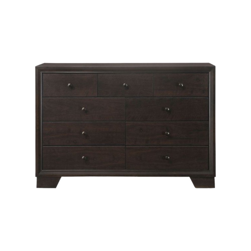 57" Espresso Wood Nine Drawer Double Dresser HomeRoots