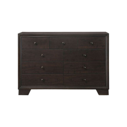 57" Espresso Wood Nine Drawer Double Dresser HomeRoots