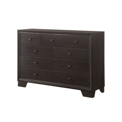 57" Espresso Wood Nine Drawer Double Dresser HomeRoots