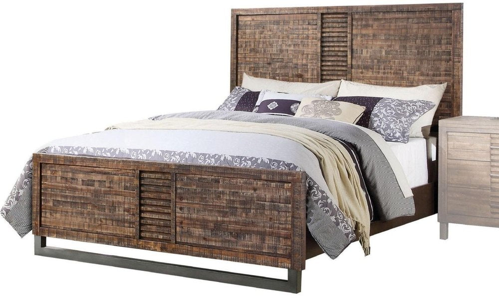 Solid Wood Queen Brown and Black Bed HomeRoots