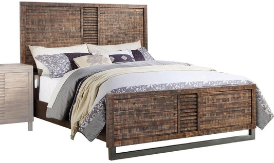 Solid Wood Queen Brown and Black Bed - FurniFindUSA